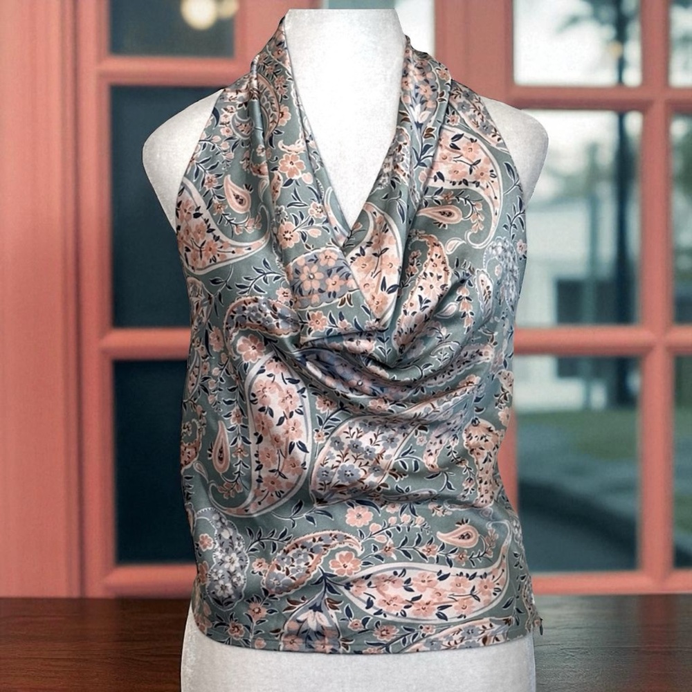 ANTHROPOLOGIE RO & DE Paisley Halter Top M Pink/Blue NWT